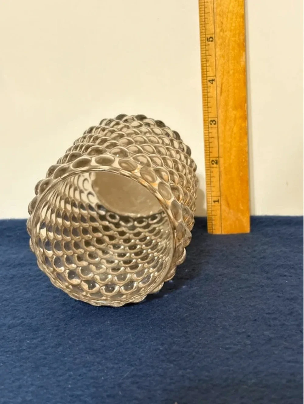 Candleholder Smoked Clear Glass All Over Pointed Hobnail